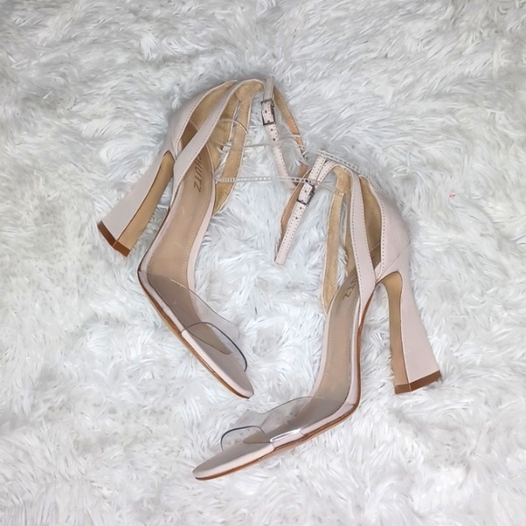 Schutz Kristy Nubuck & Clear Vinyl Ankle Strap Dress Sandals Size 7.5B NEW - Picture 4 of 11